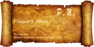 Pöpperl Máté névjegykártya
